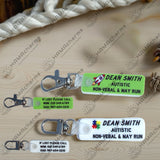 Custom Acrylic ID Zipper Tag,Kid and Adult Medical Id,Medical Alert,Emergency,If Lost Please Call Pin, Autism Awareness Zipper ID Tag