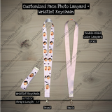 Custom Photo Lanyard+Photo Wristlet Keychain, Personalized ID Badge Holder, Cut Out Face Photo, Kids Portrait, Dog, Cat, Pet Landyard