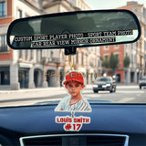 Custom Acrylic Sport Player Photo Car Ornament, Personalized Sport Team Photo Rear View Mirror Car Hanger, Customized Car Hanging Photo.