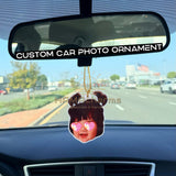 Custom Acrylic Car Photo Ornament: Photo Rear View Mirror Car Hanger, Cut Out Face Photo, Dog,Cat, Pet, Your Portrait, Car Hanger Decoration