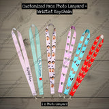 Custom Photo Lanyard+Photo Wristlet Keychain, Personalized ID Badge Holder, Cut Out Face Photo, Kids Portrait, Dog, Cat, Pet Landyard