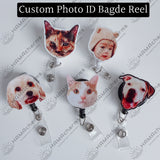 Custom Acrylic Photo Face Badge Reel: Personalized Pet ID Card Holder, Your Portrait Photo ID Badge Reel