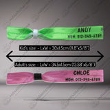 Adjustable-Custom Disposable Kid's ID Stretch Elastic Wristband:Emergency Contact,If Lost Please Call,Emergency Medical ID,Travel Kid's ID