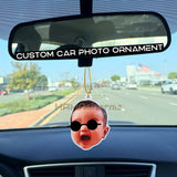 Custom Acrylic Car Photo Ornament: Photo Rear View Mirror Car Hanger, Cut Out Face Photo, Dog,Cat, Pet, Your Portrait, Car Hanger Decoration