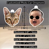 Custom Acrylic Car Photo Ornament: Photo Rear View Mirror Car Hanger, Cut Out Face Photo, Dog,Cat, Pet, Your Portrait, Car Hanger Decoration