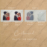 Custom Car Photo Ornament, Rear View Mirror Photo Hanger, Car Photo Hanger, Couple Photo Hanger, Gift for Dad, Mom, Couple, Wedding Gift