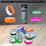 Custom Engraved Silicone Water Bottle Label - Dual Layer Name Tag