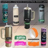 Custom Engraved Silicone Water Bottle Label - Dual Layer Name Tag