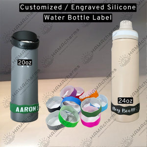Custom Engraved Silicone Water Bottle Label - Dual Layer Name Tag