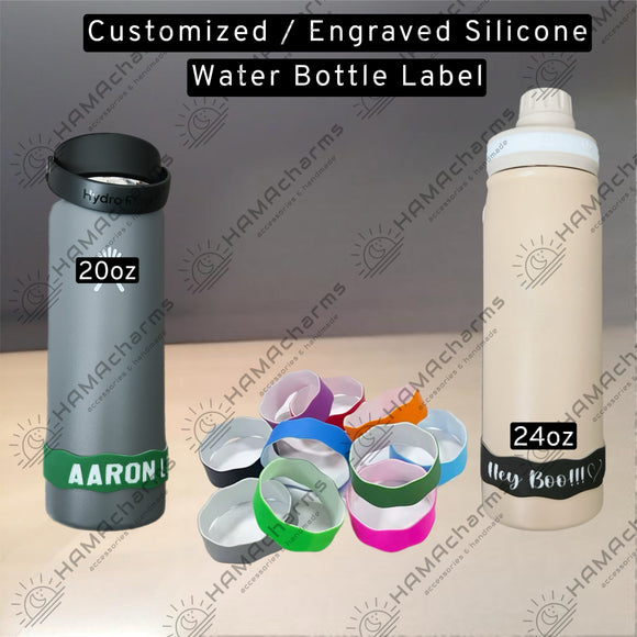 Custom Engraved Silicone Water Bottle Label - Dual Layer Name Tag