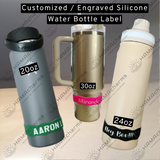 Custom Engraved Silicone Water Bottle Label - Dual Layer Name Tag