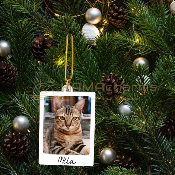 Custom Polaroid or Cut Out Photo Ornament: Acrylic Christmas Tree Ornament or Car Hanger
