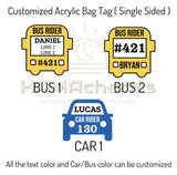 Personalized Bus Rider Bag Tag, Car Rider Bag Tag, Bus Rider Keychain, Back to School, Bus Rider Backpack Tag, Bus Rider Backpack Keychain