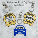 Personalized Bus Rider Bag Tag, Car Rider Bag Tag, Bus Rider Keychain, Back to School, Bus Rider Backpack Tag, Bus Rider Backpack Keychain