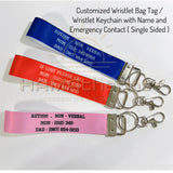 Customized Name and Contact Info Wristlet Keychain/ Personalized keychain/Ermegency Keychain/If lost please call/Safety keychain Kids Adults