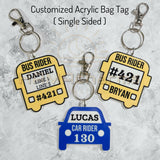 Personalized Bus Rider Bag Tag, Car Rider Bag Tag, Bus Rider Keychain, Back to School, Bus Rider Backpack Tag, Bus Rider Backpack Keychain