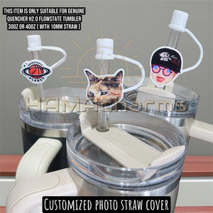 Customized Photo FACE HEAD Straw Cover, Pet Photo Straw Topper,30oz 40oz (10mm Straw) Straw Cover,Photo Straw Cover,Dog,Cat,Your Photo,Logo