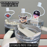 Customized Photo FACE HEAD Straw Cover, Pet Photo Straw Topper,30oz 40oz (10mm Straw) Straw Cover,Photo Straw Cover,Dog,Cat,Your Photo,Logo